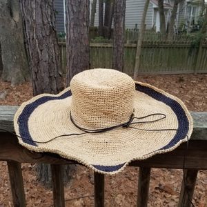 Mar Y Sol Wicker Blue Cream Sun Hat